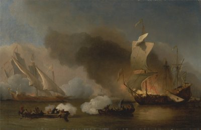 An Action off the Barbary Coast with Galleys and English Ships by Willem van de Velde the Younger